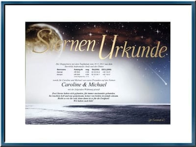 mit Goldprägung Sternentaufe Urkunde 3